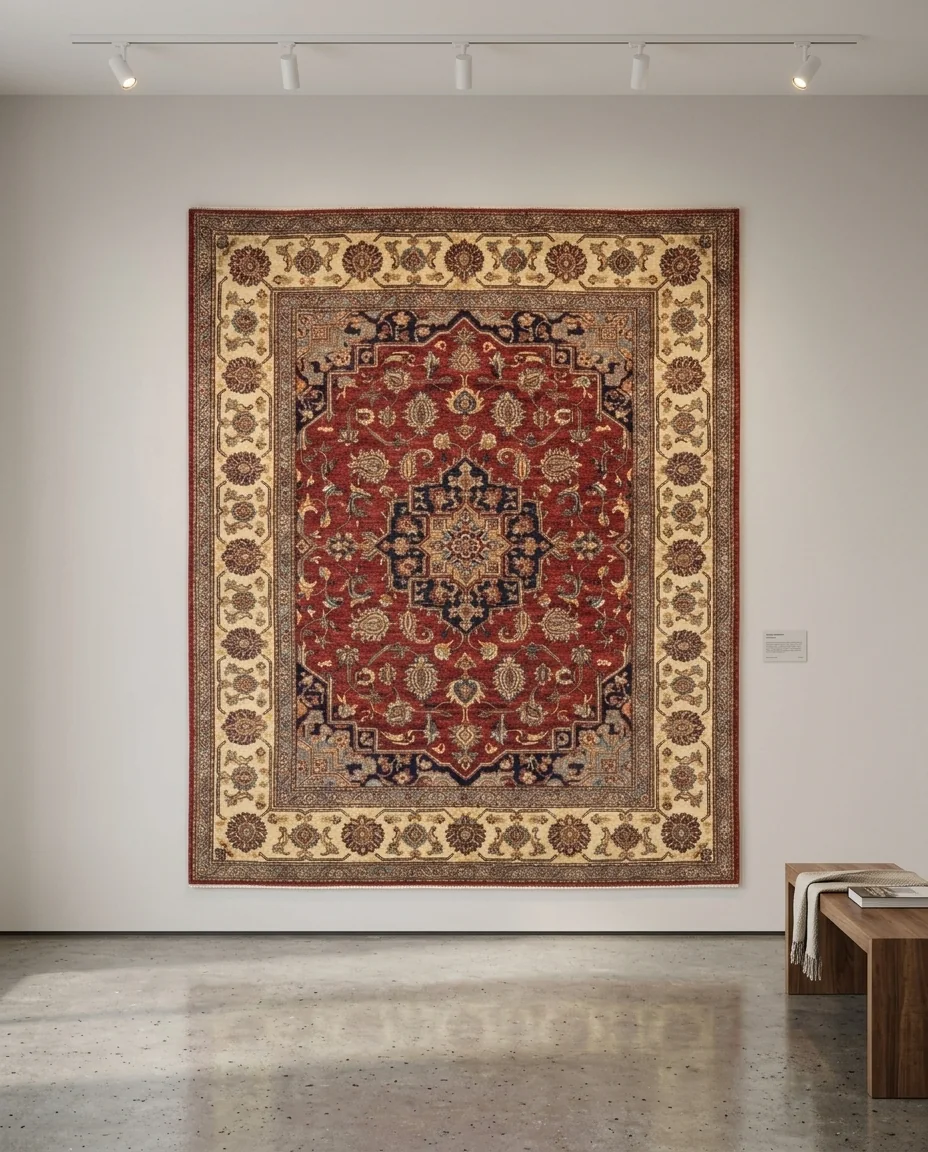 همان فرش، آویخته روی دیوار گالری