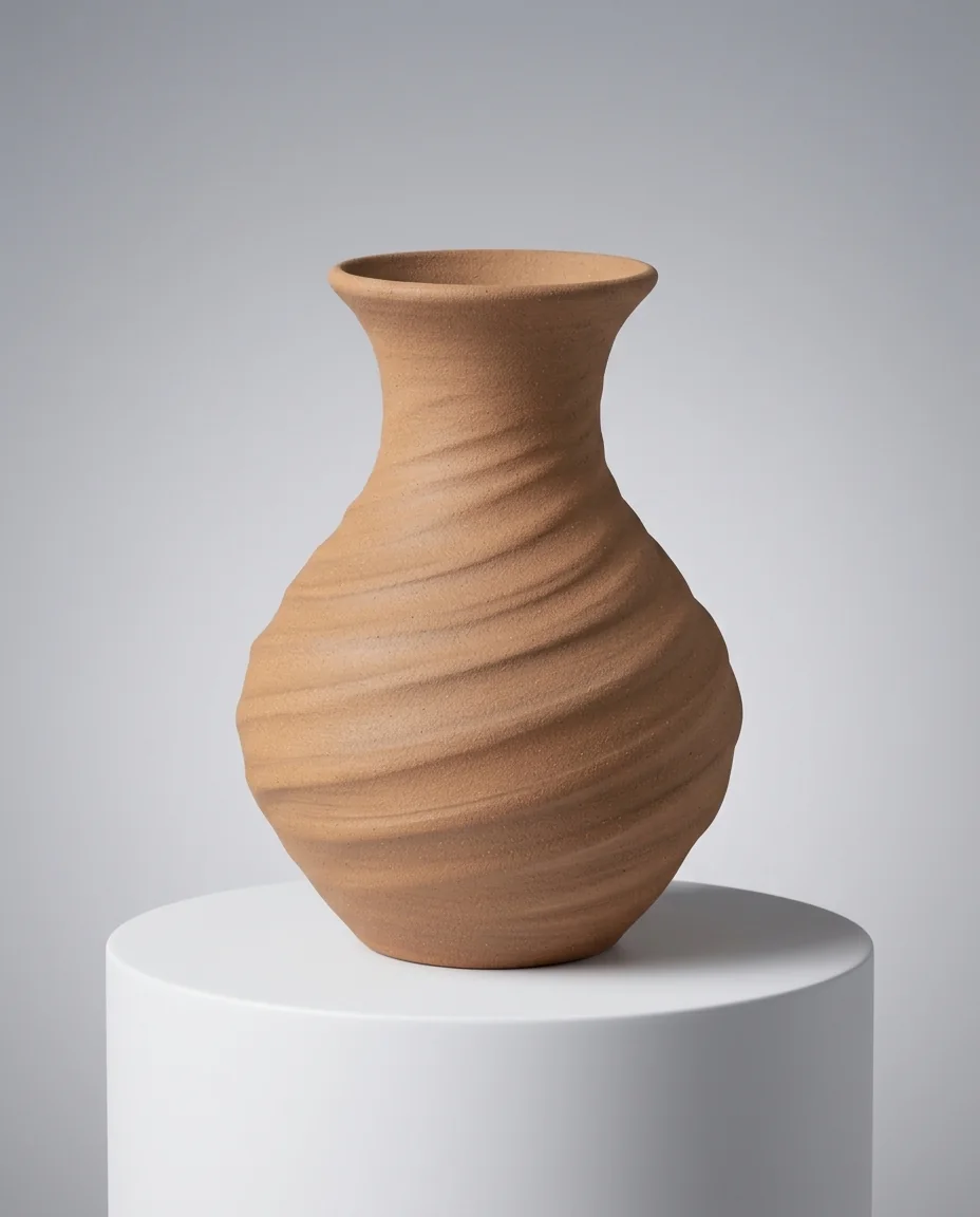 The same vase on a studio pedestal