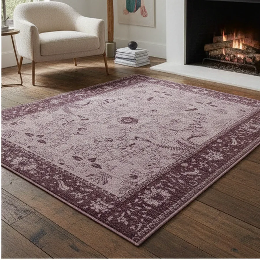 A second room styling of the same rug.